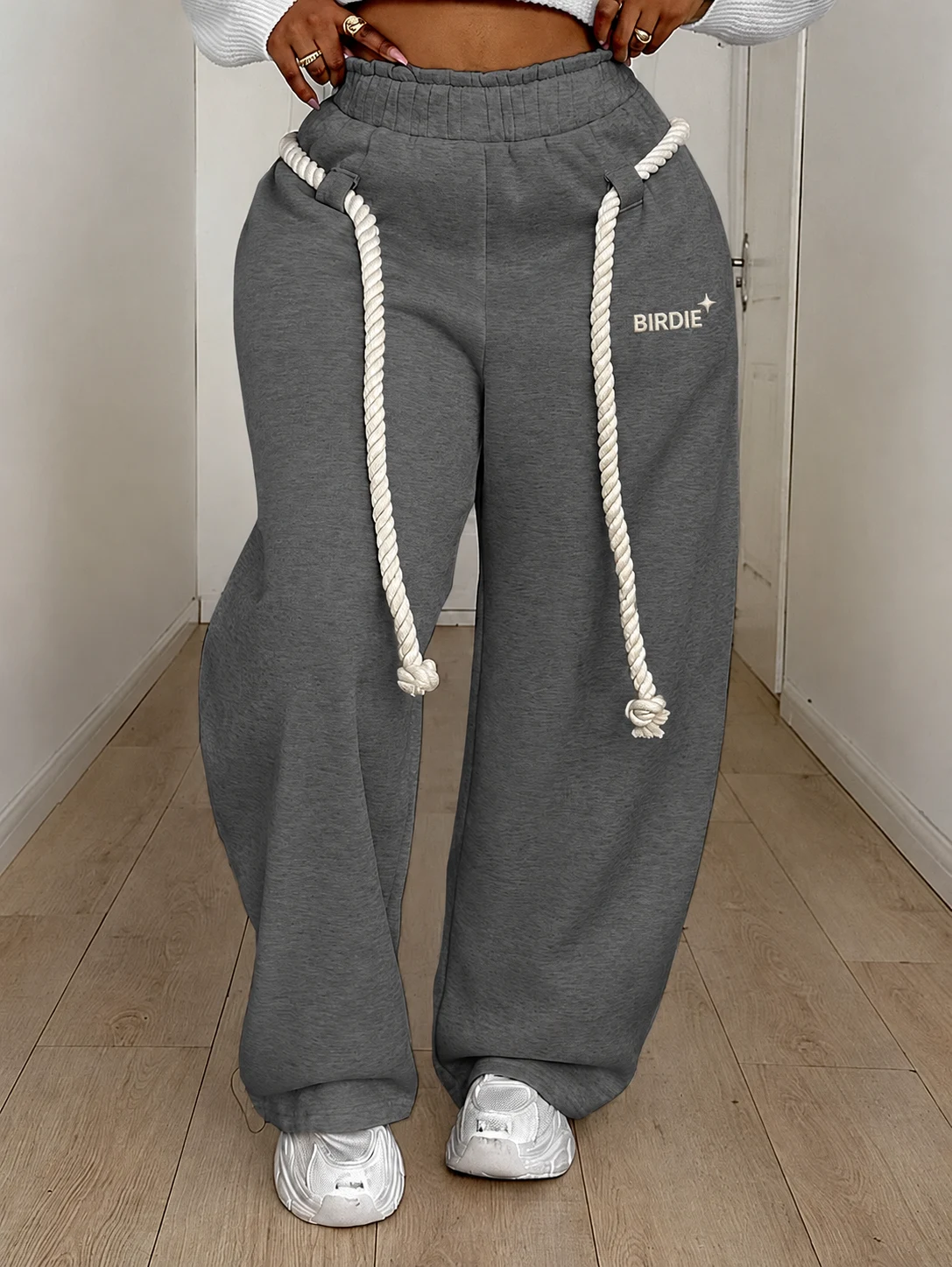 Grey BIRDIE wide-leg pants